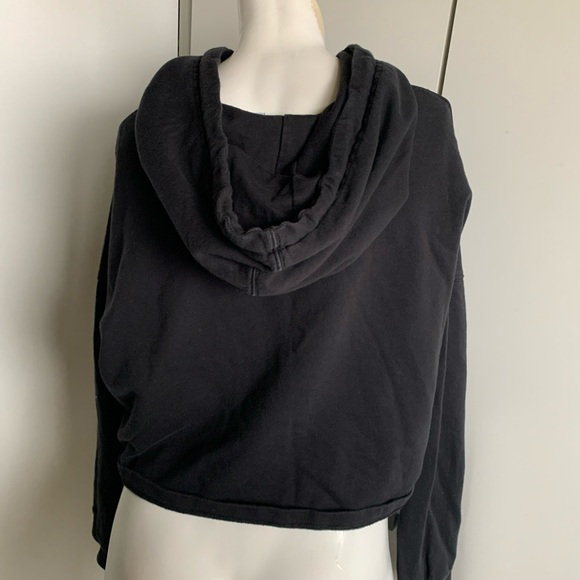 Adidas cropped rhinestones women’s small black hoodie sweatshirt - Picture 4 of 5